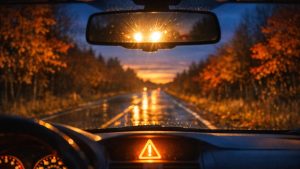 Elle rentre du travail un soir d'octobre, tableau de bord allumé : un automobiliste lui fait des appels de phares pendant vingt kilomètres