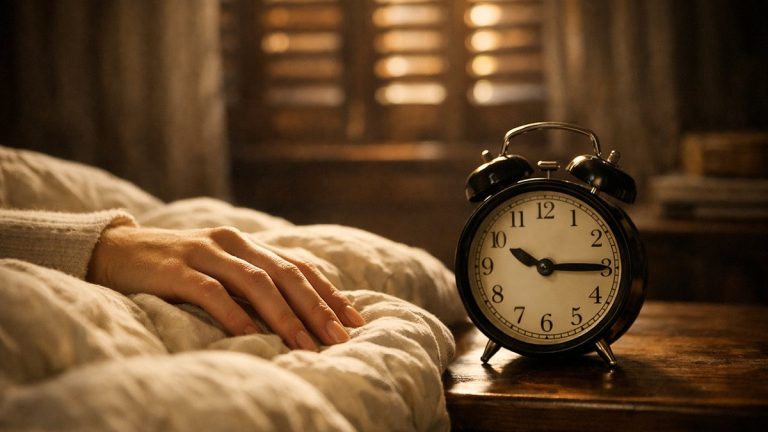 Elle reste au lit jusqu'à neuf heures le dimanche du changement d'heure : jeudi, elle ouvre les yeux à cinq heures sans se rendormir