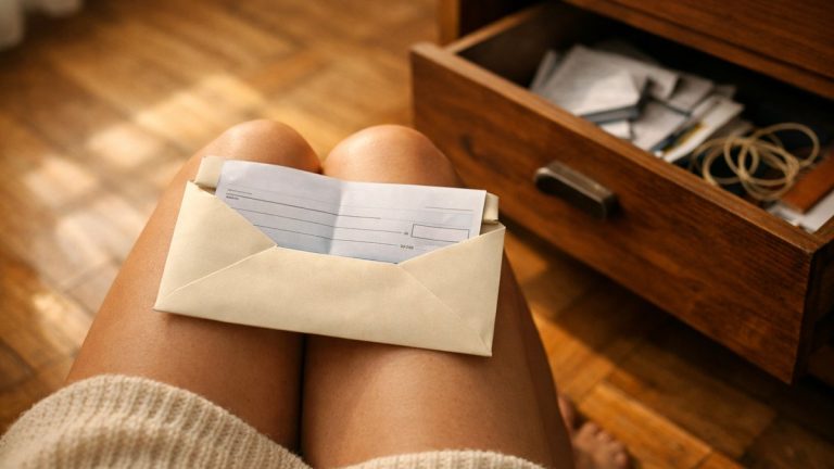 Elle retrouve en rangeant un tiroir le chèque de sa marraine : la banque refuse les 150 euros, et ce n'est pas une erreur