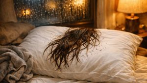 Elle se couche chaque soir les cheveux mouillés pour gagner dix minutes : en novembre, ses longueurs cassent et l'oreiller sent la cave