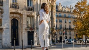 Fashion Week de Paris : les deux tenues monochromes de Katie Holmes, une total black chez Isabel Marant, une blanche chez Lanvin