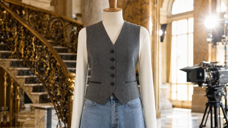 Faustine Bollaert, 47 ans, délaisse le blazer pour un veston gris sans manches aux Journées du patrimoine de France Télévisions