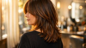 Frange Gucci : des mèches qui frôlent les sourcils et une ouverture au front, la coupe qui séduit après 40 ans cet automne