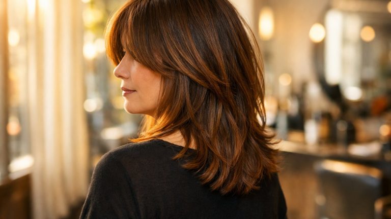 Frange Gucci : des mèches qui frôlent les sourcils et une ouverture au front, la coupe qui séduit après 40 ans cet automne