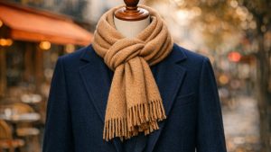 Grande écharpe en laine : 4 nœuds faciles à maîtriser en 30 secondes pour habiller un manteau sans tasser la silhouette