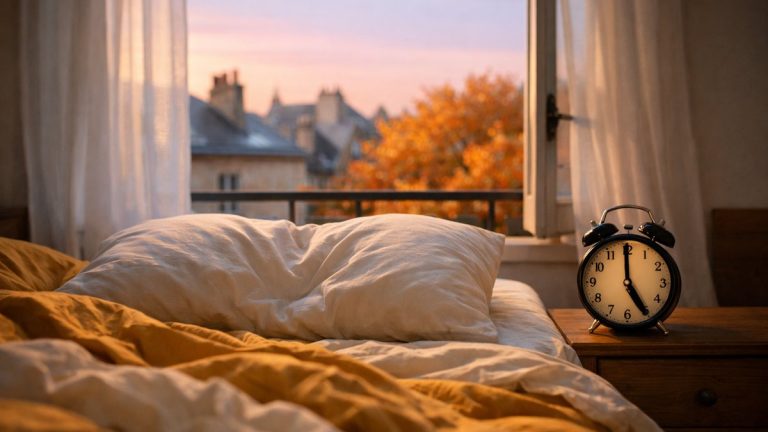Il attend l'heure gagnée du 25 octobre pour dormir enfin à Nancy : une semaine plus tard, il ouvre les yeux à 5 heures