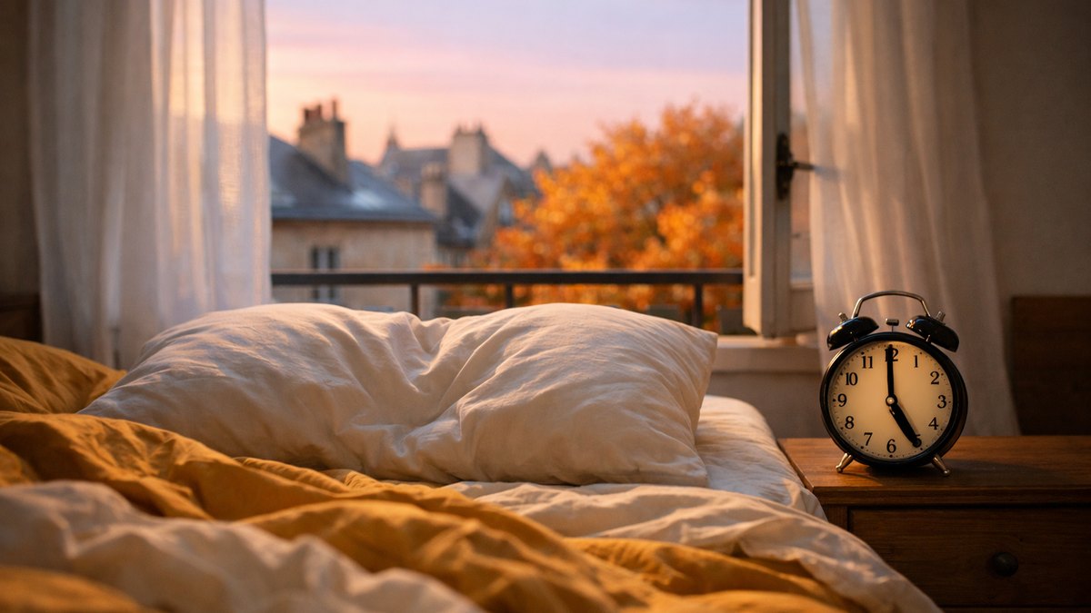 Il attend l'heure gagnée du 25 octobre pour dormir enfin à Nancy : une semaine plus tard, il ouvre les yeux à 5 heures