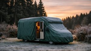 Il bâche son camping-car au fond du jardin dans le Jura pour l'hiver : en mars, la batterie est morte et le chauffe-eau fendu sur toute sa hauteur