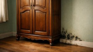 Il baisse le chauffage à 17 °C dans toute sa maison pour économiser : en janvier, des taches noires couvrent le mur derrière l'armoire