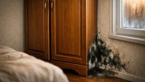 Il fait poser des fenêtres neuves dans sa maison de Besançon : en novembre, une tache noire grandit derrière l'armoire de la chambre
