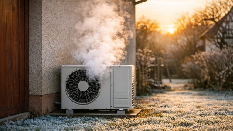 Il fait poser une pompe à chaleur près de Colmar cet automne : au premier matin de gel, l'unité extérieure fume puis se tait dix minutes