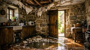Il ferme la maison de famille du Finistère chaque hiver depuis vingt ans : au printemps, l'assureur refuse de payer le plafond effondré