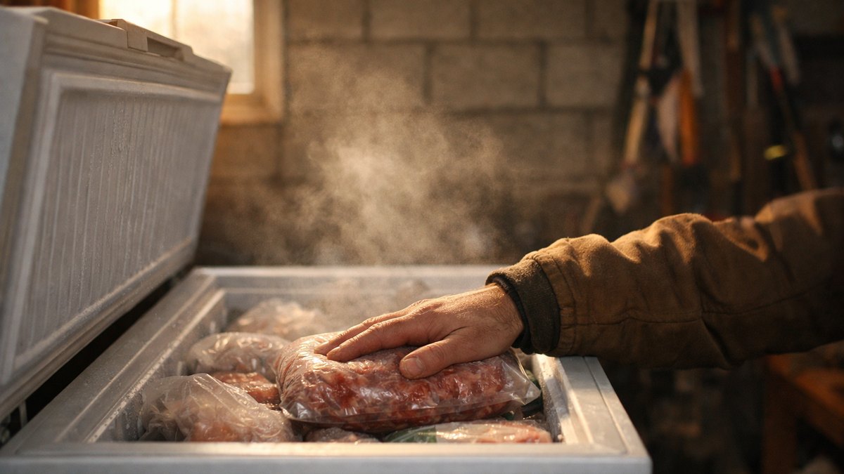 Il garde son congélateur coffre huit ans dans le garage près de Clermont : au premier gel, la viande ramollit sans aucune panne