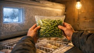 Il installe son congélateur coffre dans le garage près de Nancy : en janvier, ses haricots du jardin sont mous sans aucune panne