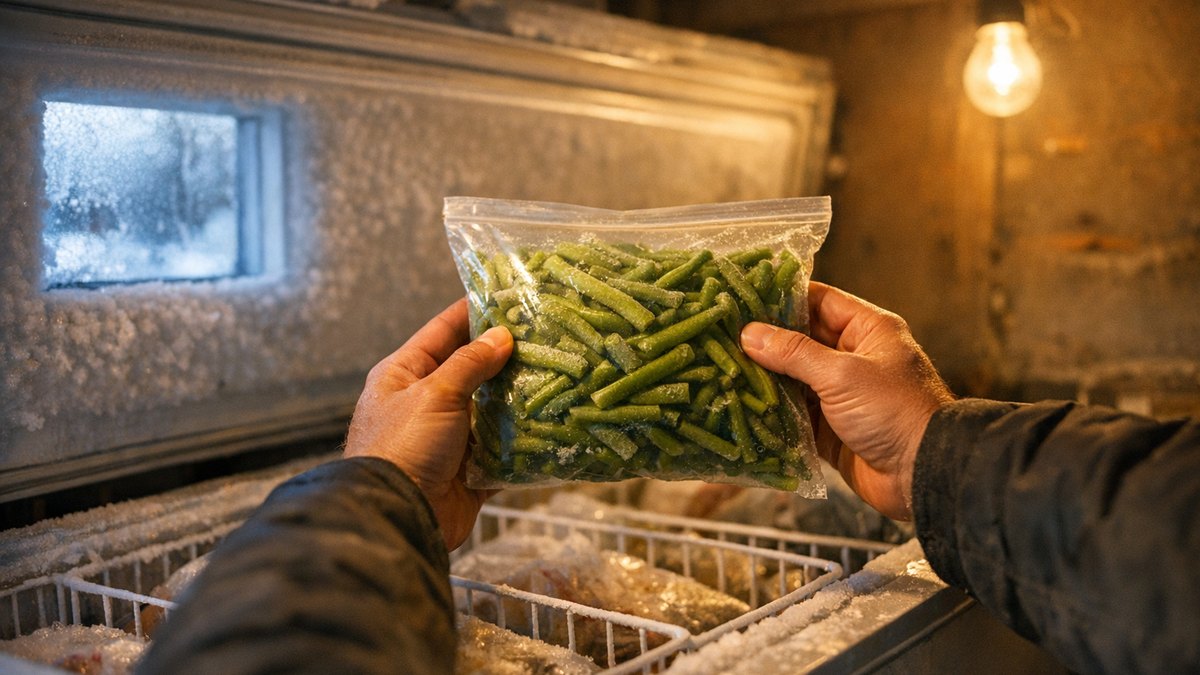 Il installe son congélateur coffre dans le garage près de Nancy : en janvier, ses haricots du jardin sont mous sans aucune panne