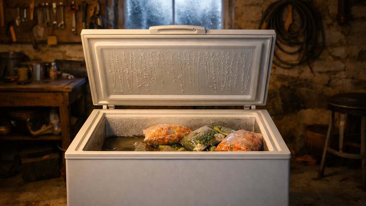 Il installe son congélateur coffre neuf dans le garage glacial près de Vesoul : trois semaines plus tard, ses haricots du potager baignent dans l'eau