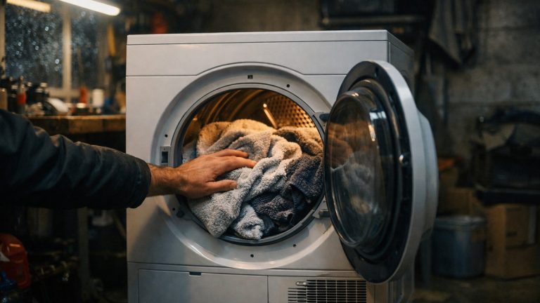 Il installe un sèche-linge neuf dans son garage près de Reims : dès les premiers froids, ses draps sortent humides après trois heures