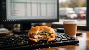Il mange chaque midi devant son écran pour quitter le bureau plus tôt : à 16 heures, il relit trois fois le même mail