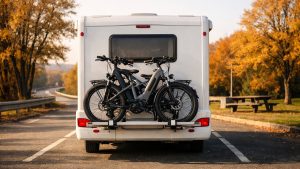 Il part en vacances d'automne avec son camping-car et deux vélos électriques : sur une aire de l'A75, les gendarmes le font monter sur la balance