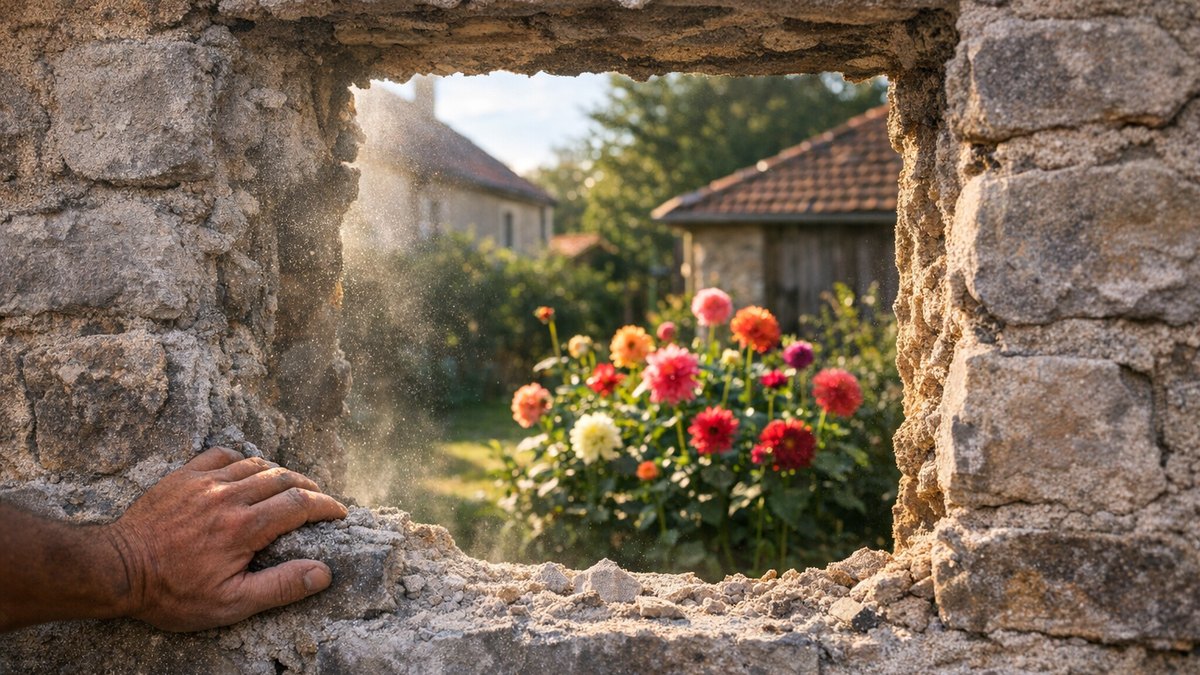 Il perce une fenêtre dans le pignon pour éclairer l'étage aménagé : un mois plus tard, une lettre recommandée exige qu'il la mure