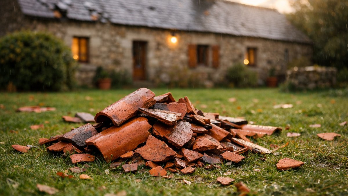 Il ramasse dix tuiles dans son jardin près de Saint-Brieuc : son assureur refuse de payer, la station météo n'a relevé que 94 km/h