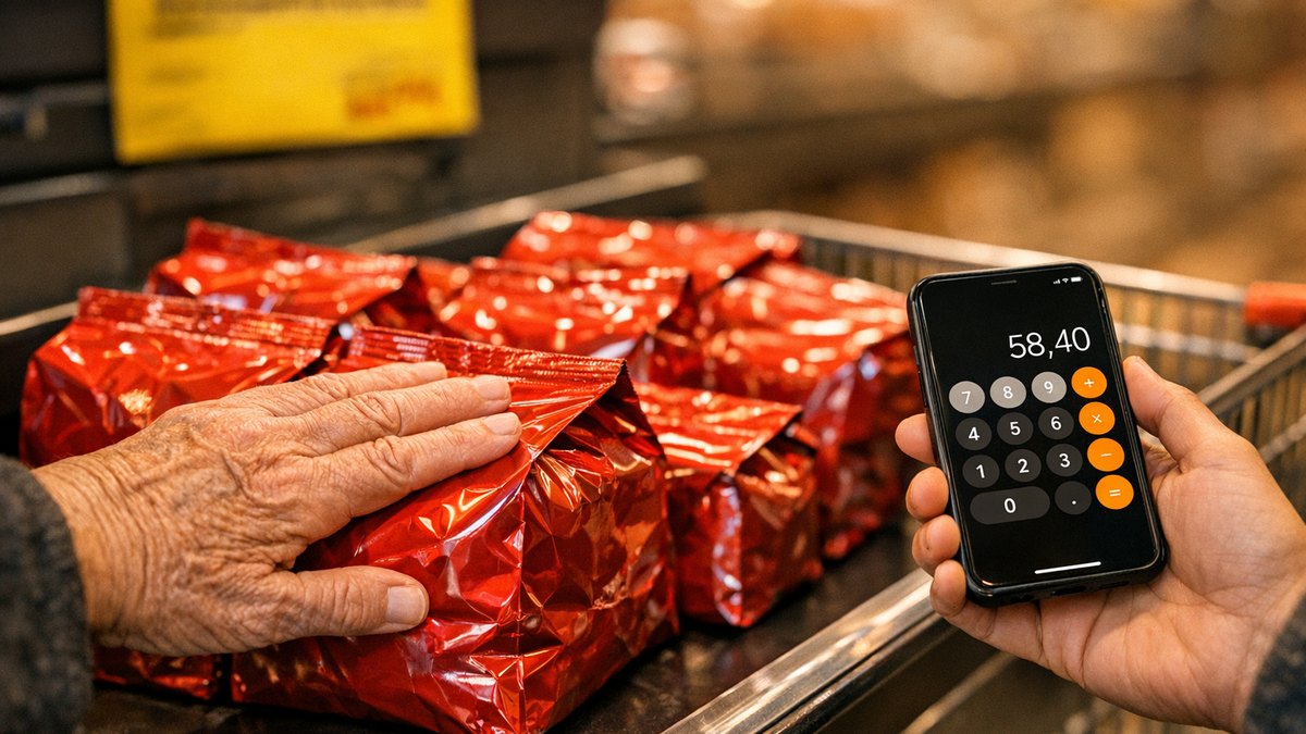 Il remplit son caddie de café en « offre spéciale » chaque mois : à la caisse, sa fille sort son téléphone et refait le calcul du lot