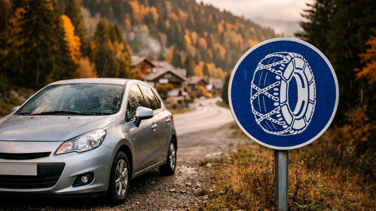 Il roule vers le Jura chez sa sœur pour la Toussaint : à l'entrée d'un village, un panneau bleu l'oblige à se garer sur le bas-côté