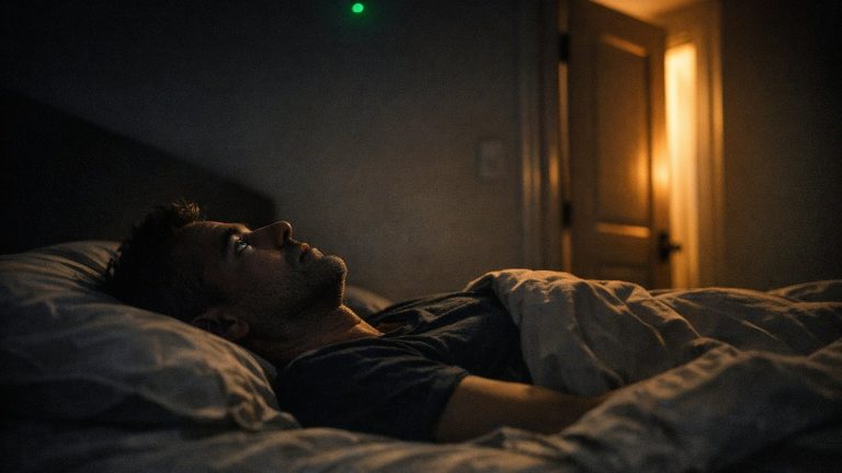 Il se couche une heure plus tôt pour rattraper ses nuits : trois semaines plus tard, il passe deux heures les yeux ouverts dans le noir