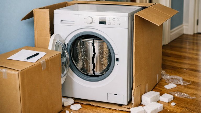 Il signe le bon du livreur sans ouvrir le carton à Lille : le lendemain, la cuve du lave-linge neuf est fendue sur toute sa hauteur