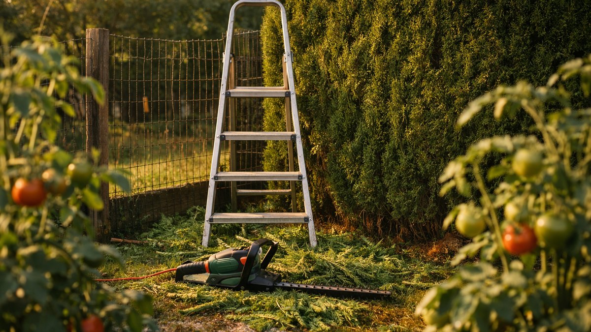 Il taille lui-même la haie de thuyas qui déborde chez lui : le lendemain matin, son voisin lui parle de porter plainte