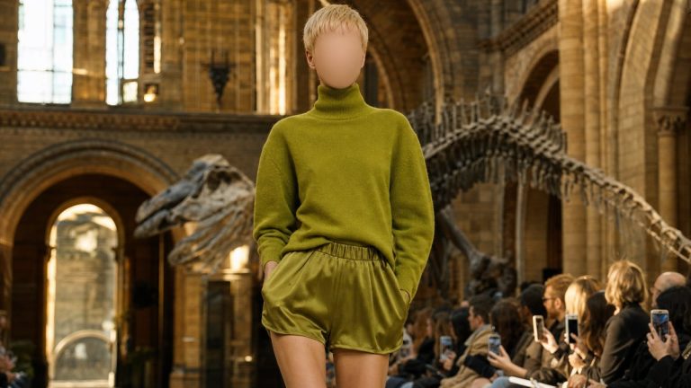 Il y a 25 ans, Victoria Beckham défilait au Musée d'histoire naturelle de Londres avec des cheveux blonds coupés en épis