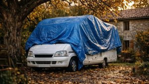 Ils rangent leur camping-car sous une bâche au fond du jardin en Auvergne : en mars, le chauffe-eau est fendu et les coussins sentent le moisi