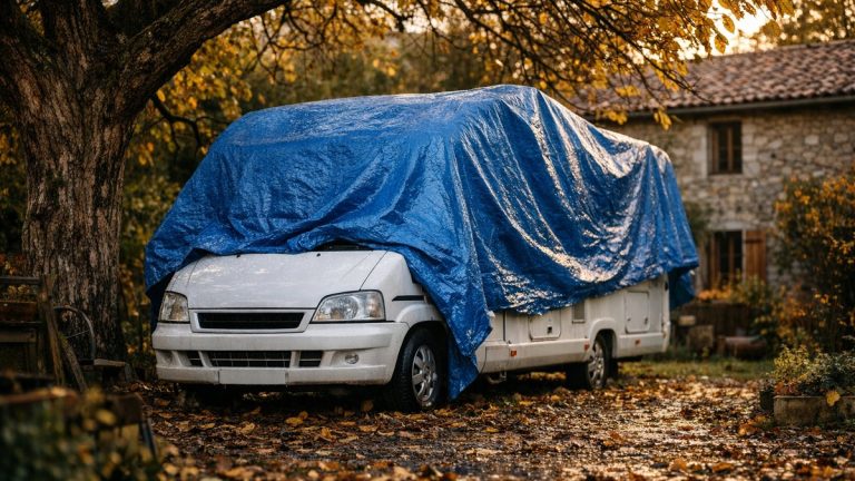 Ils rangent leur camping-car sous une bâche au fond du jardin en Auvergne : en mars, le chauffe-eau est fendu et les coussins sentent le moisi