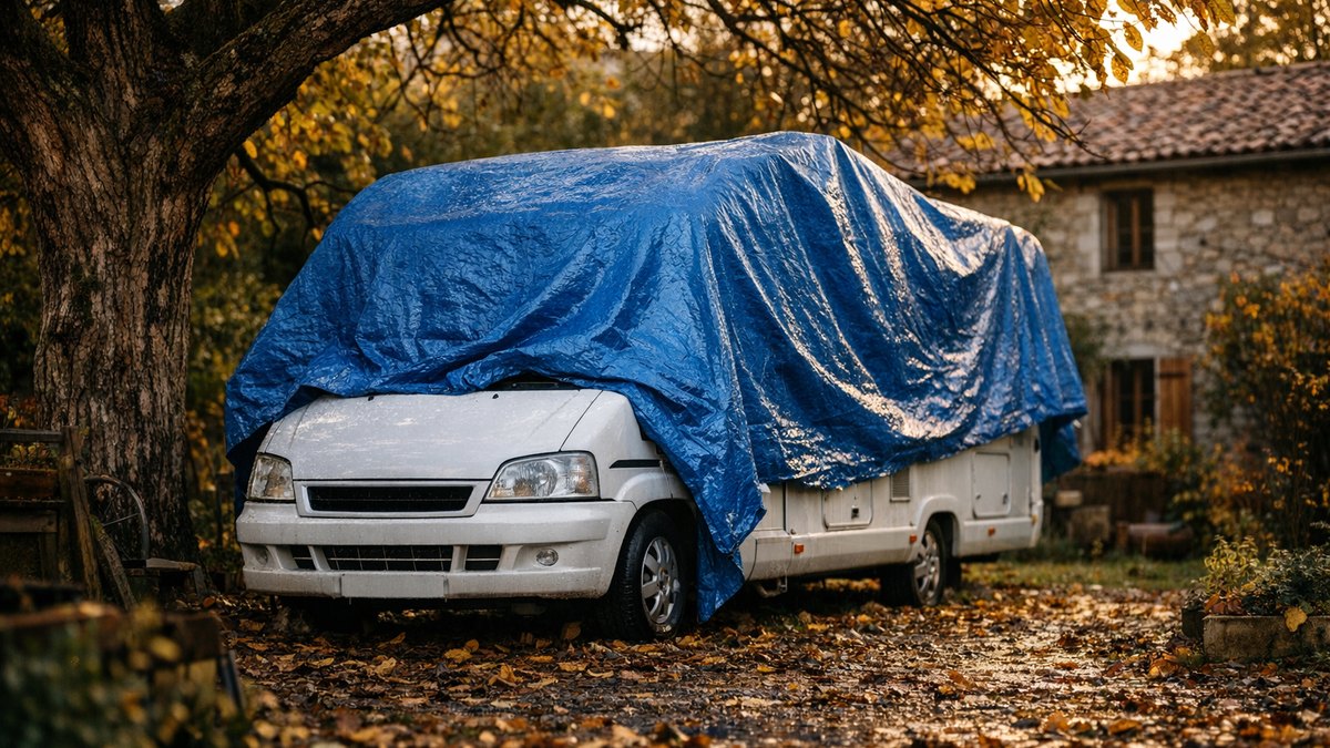 Ils rangent leur camping-car sous une bâche au fond du jardin en Auvergne : en mars, le chauffe-eau est fendu et les coussins sentent le moisi