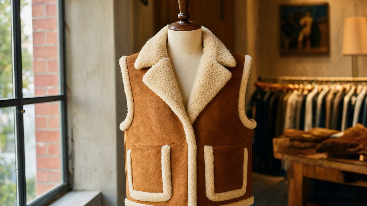 Le gilet sans manches en peau lainée des années 70 revient sur deux podiums de Milan pour le printemps-été 2027