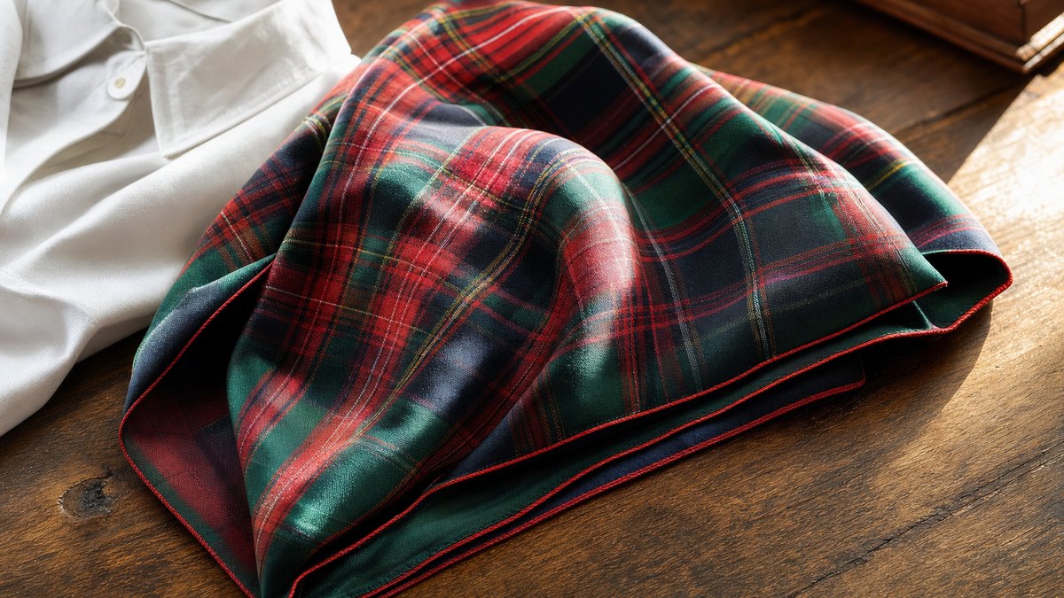 Le tartan revient cet automne : Petrusse dessine CLAN, un carré de soie 90 x 90 cm pour ses 30 ans