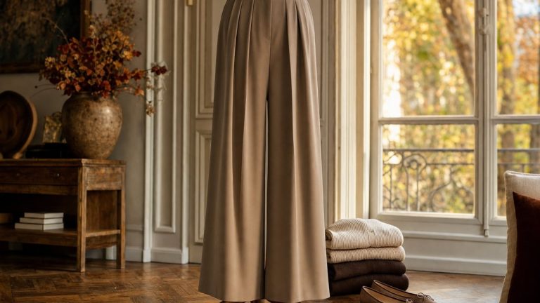 Les pinces marquées sur l'avant changent tout : ce pantalon né dans les années 1940 revient en version extra-large cet automne