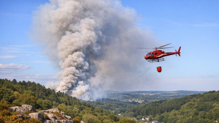 Sur la presqu'île de Crozon, un incendie a brûlé 7 hectares de bois au Menez Hom et en menace encore 10 autres