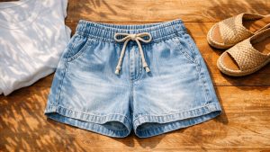 Un cordon à nouer et une taille élastiquée : le short en jean Kiabi à 15 euros qui adoucit la zone du ventre cet été 2026