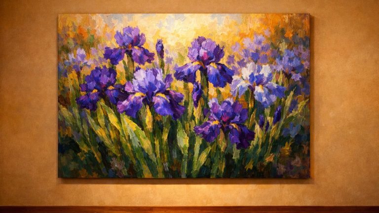 Une toile de 1,60 m sur 1,80 m jamais vernie : le tableau Iris de Claude Monet vendu 50 millions d'euros à Paris