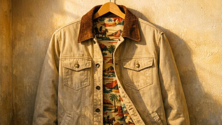 Une veste Kiabi en denim beige à 25 euros avec col en velours pour remplacer le blazer dans les tenues de tous les jours
